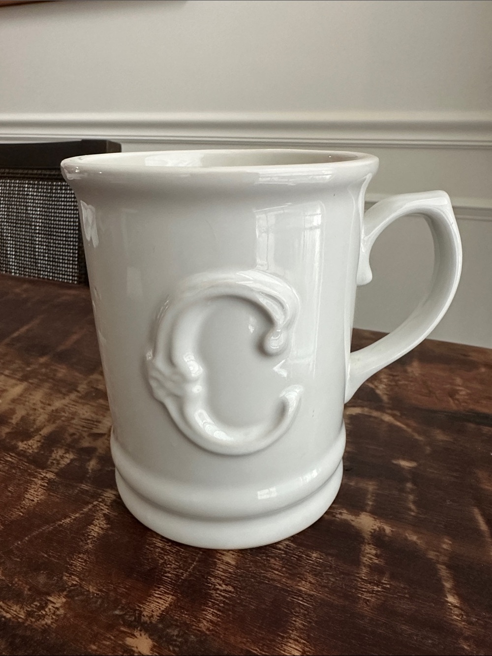 White Ceramic Monogram 'C' Coffee Mug